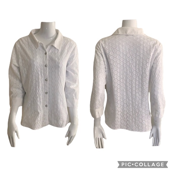 Birch Hill Tops - Birch Hill Eyelet bottom Down Blouse.
